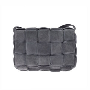BOTTEGA VENETA Padded Cassette Gray Suede Shoulder Bag